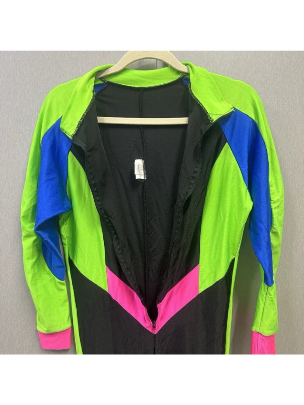 Vintage 80s Sport Europa Neon Ski Suit Large One Piece Stirrup Jumpsuit - Picture 6 of 11